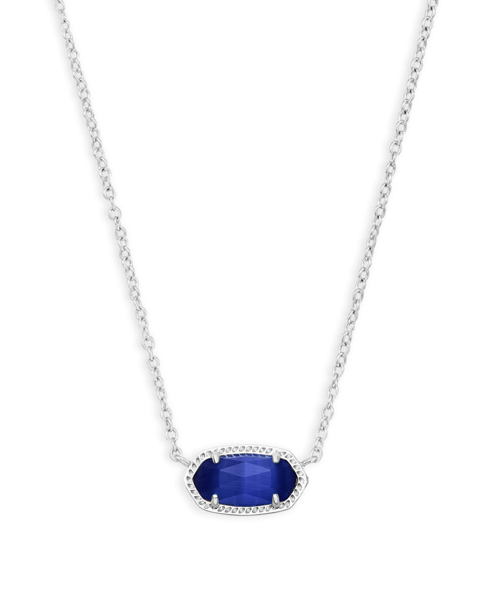 Elisa Silver Pendant Necklace in Cobalt Cats Eye | Kendra Scott