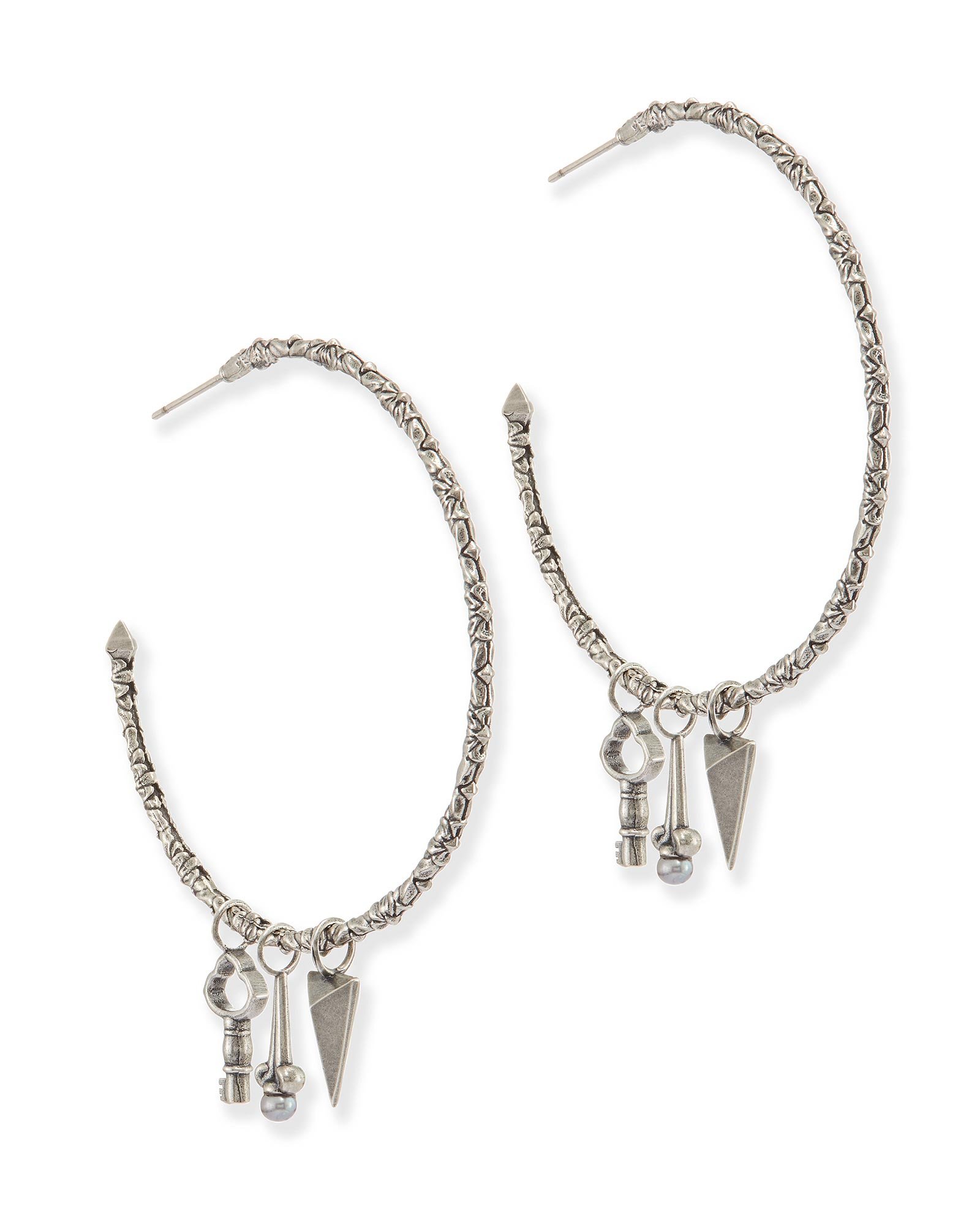 Shiloh Silver Charm Hoop Earrings Kendra Scott Jewelry