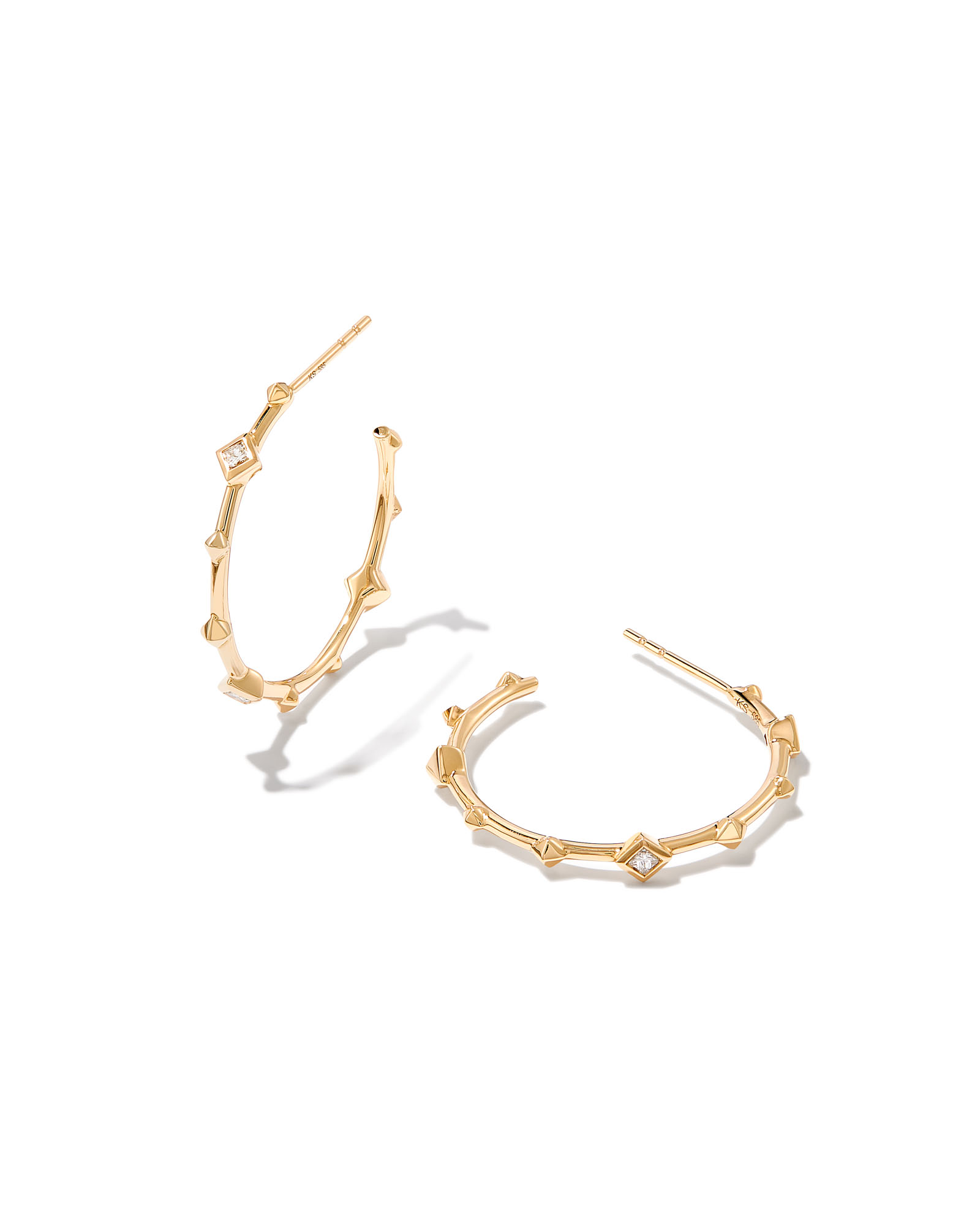 Michelle 14k Yellow Gold Hoop Earrings in White Diamond Kendra Scott