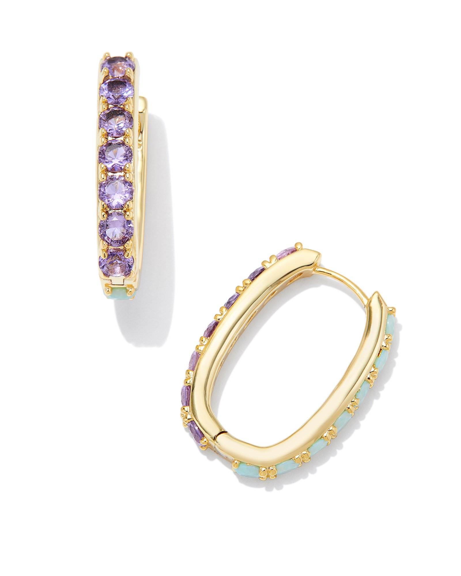Chandler Gold Hoop Earrings in Green Lilac Mix | Kendra Scott