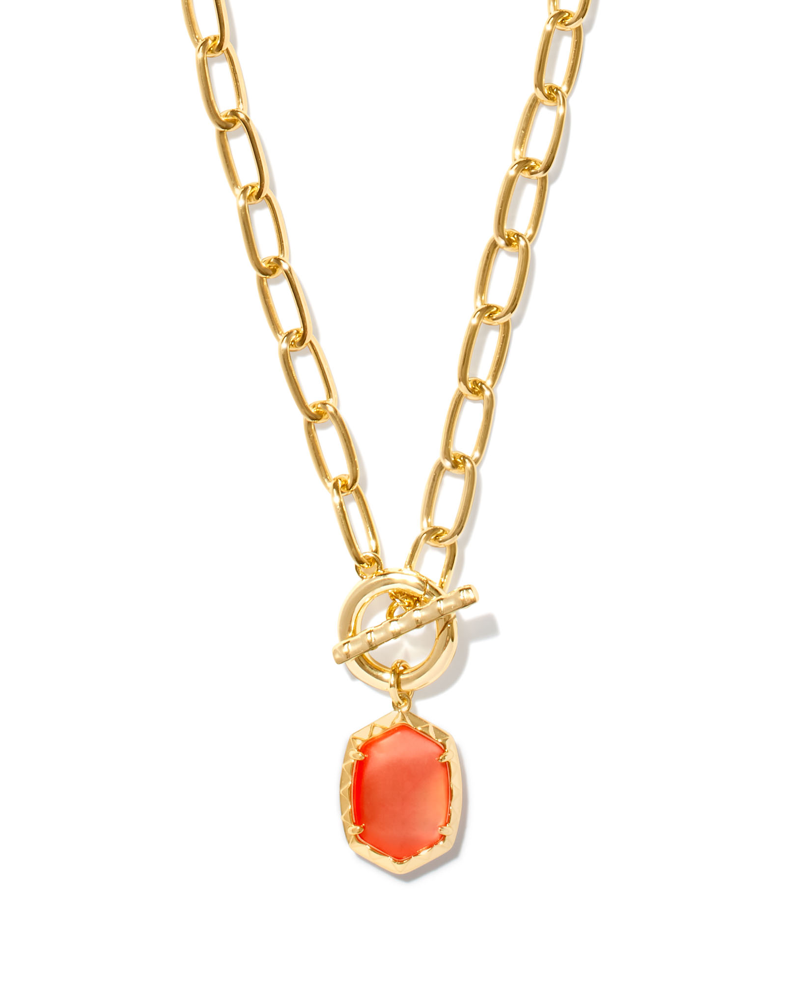 Daphne Convertible Gold Link and Chain Necklace in Coral Pink Mother-of-Pearl | Kendra Scott