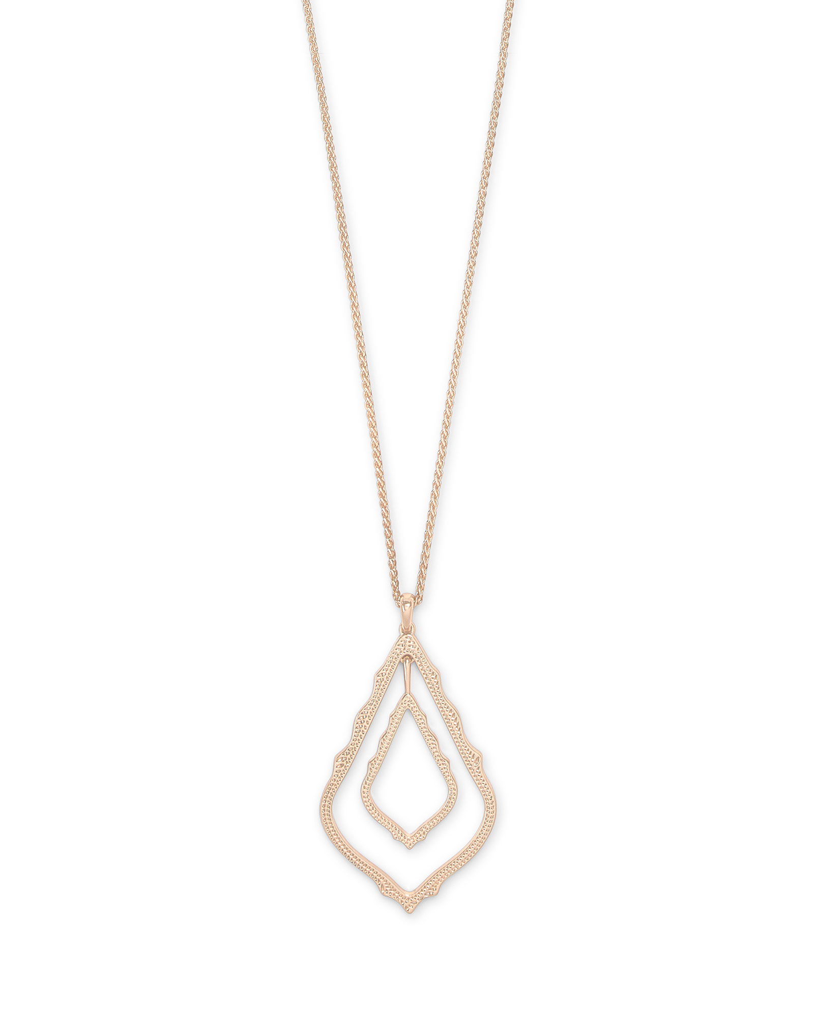 Kendra Scott Simon Rose Gold Long Pendant Necklace w Dust Bag 