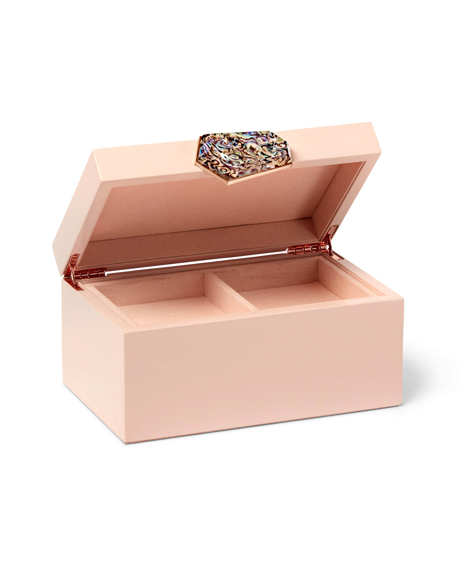 Small Jewelry Box in Blush Lacquer with Abalone Shell Kendra Scott