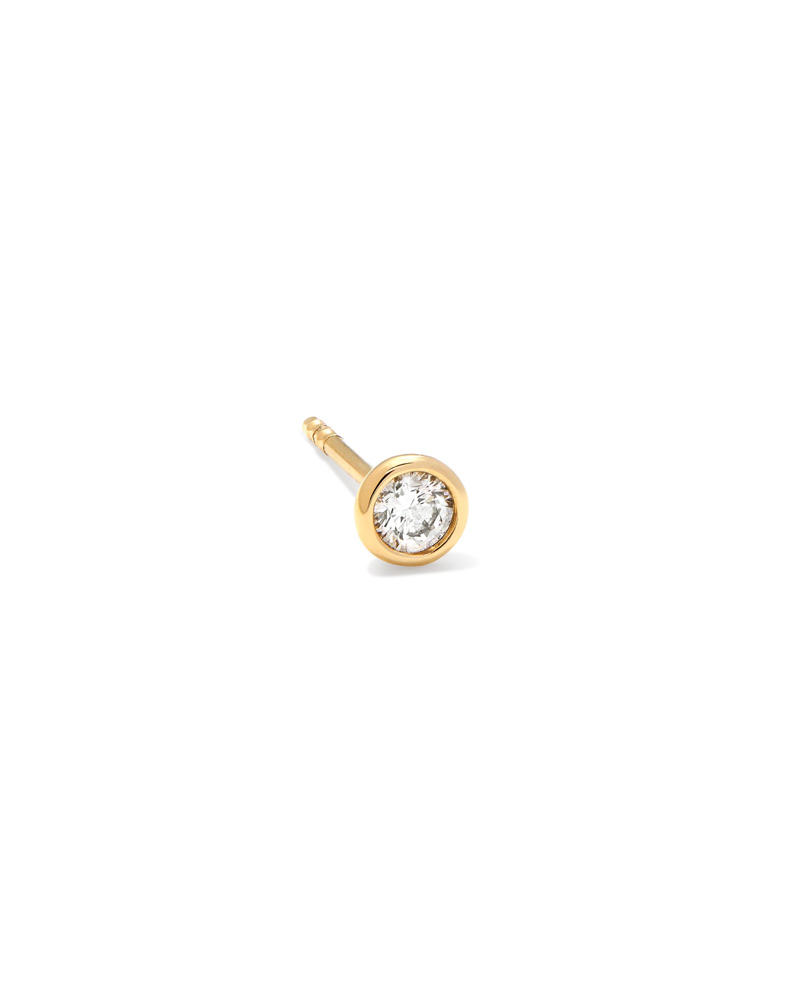 Audrey 14k Yellow Gold Medium Single Stud Earring in White Diamond