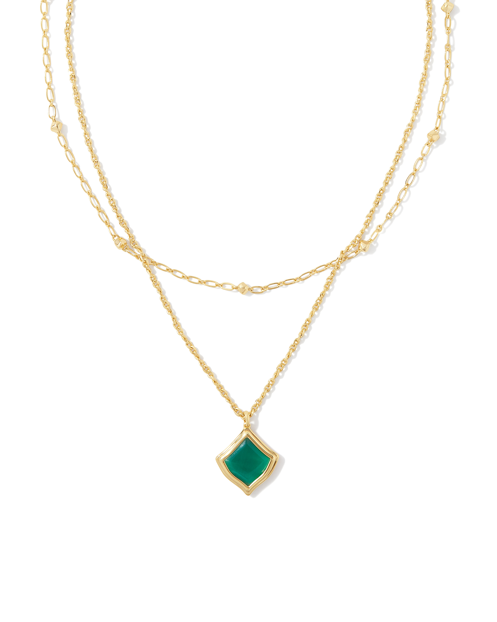 Cailin Gold Pendant Necklace in Green Crystal | Kendra Scott