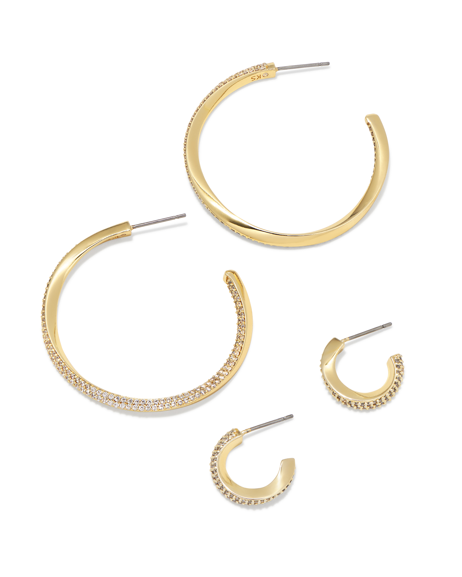 Ella Gold Hoop Earring Set of 2 in White Crystal Kendra Scott