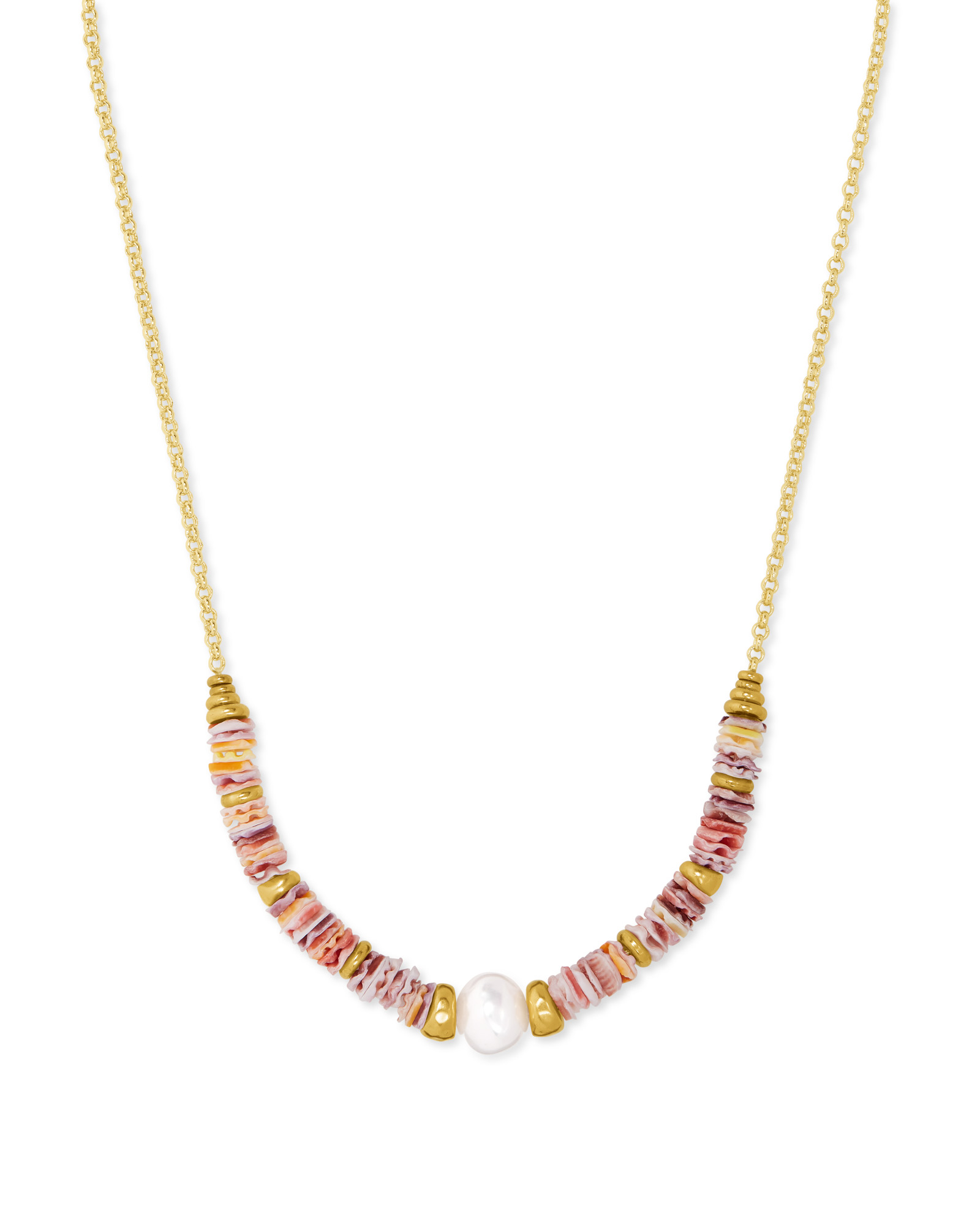 Lila Vintage Gold Strand Necklace in Pastel Shells