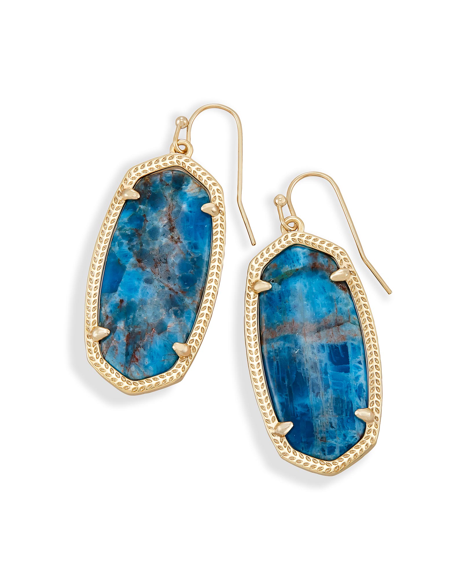 Elle Brass Drop Earrings in Aqua Apatite | Kendra Scott
