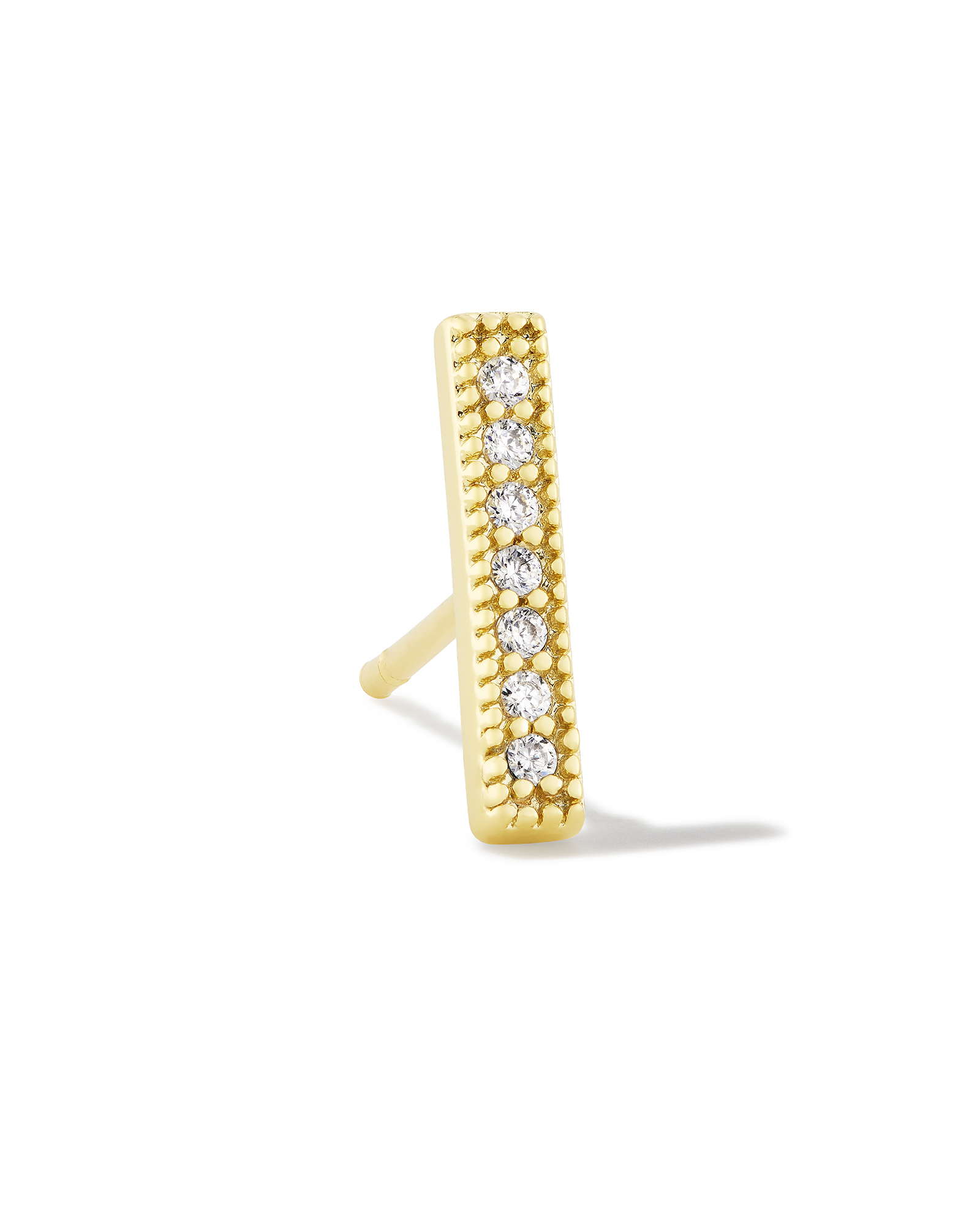Austin Bar Gold Single Stud Earring in White Crystal Kendra Scott