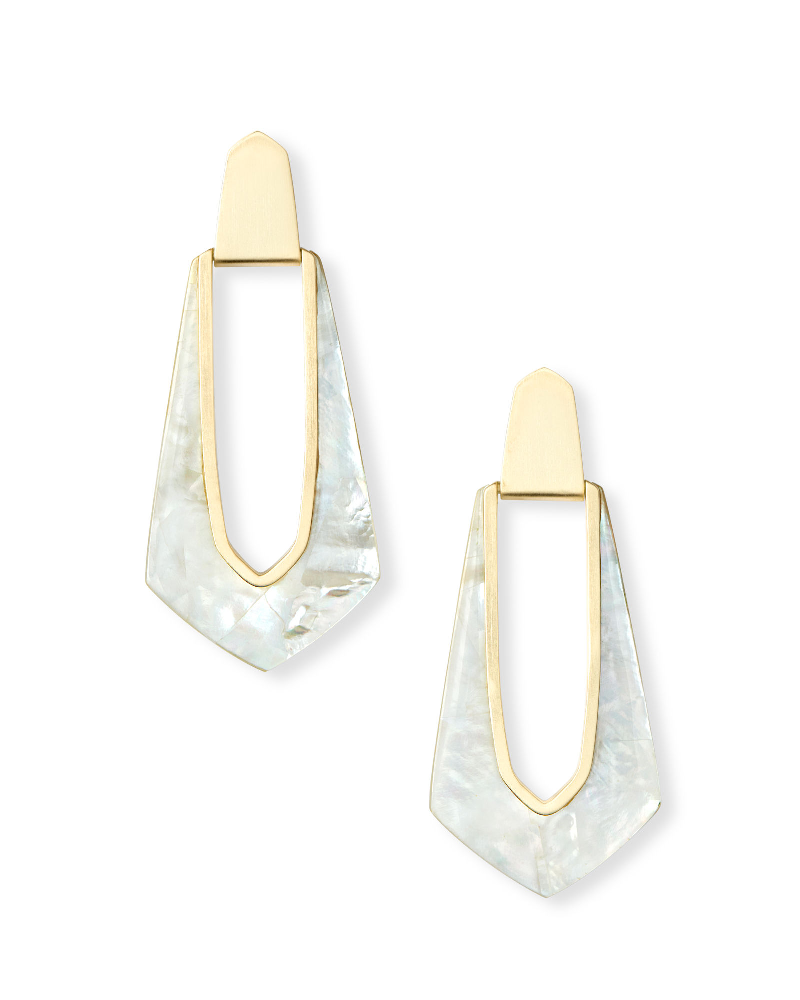 Kiernan Gold Hoop Earrings in Ivory Pearl