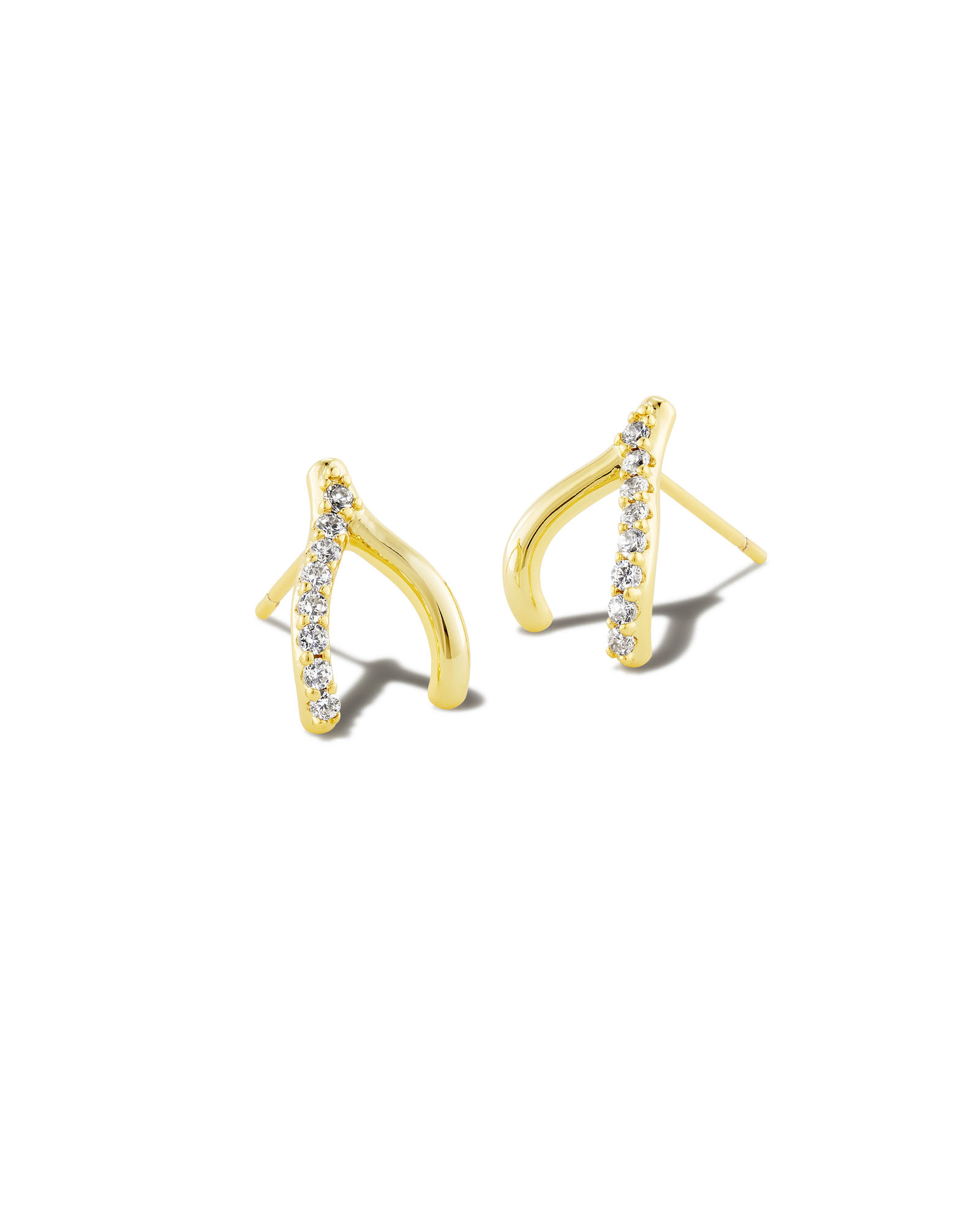 Wishbone Gold Stud Earrings in White Crystal Kendra Scott