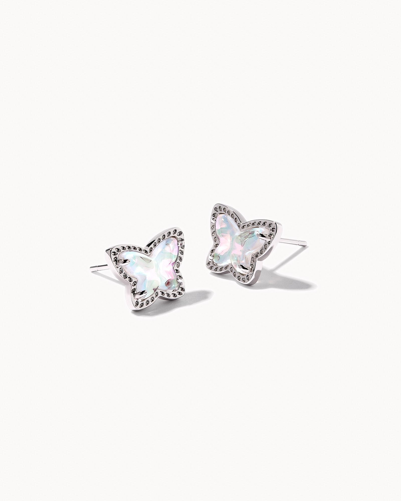 Lillia Butterfly Silver Stud Earrings in Dichroic Glass Kendra Scott