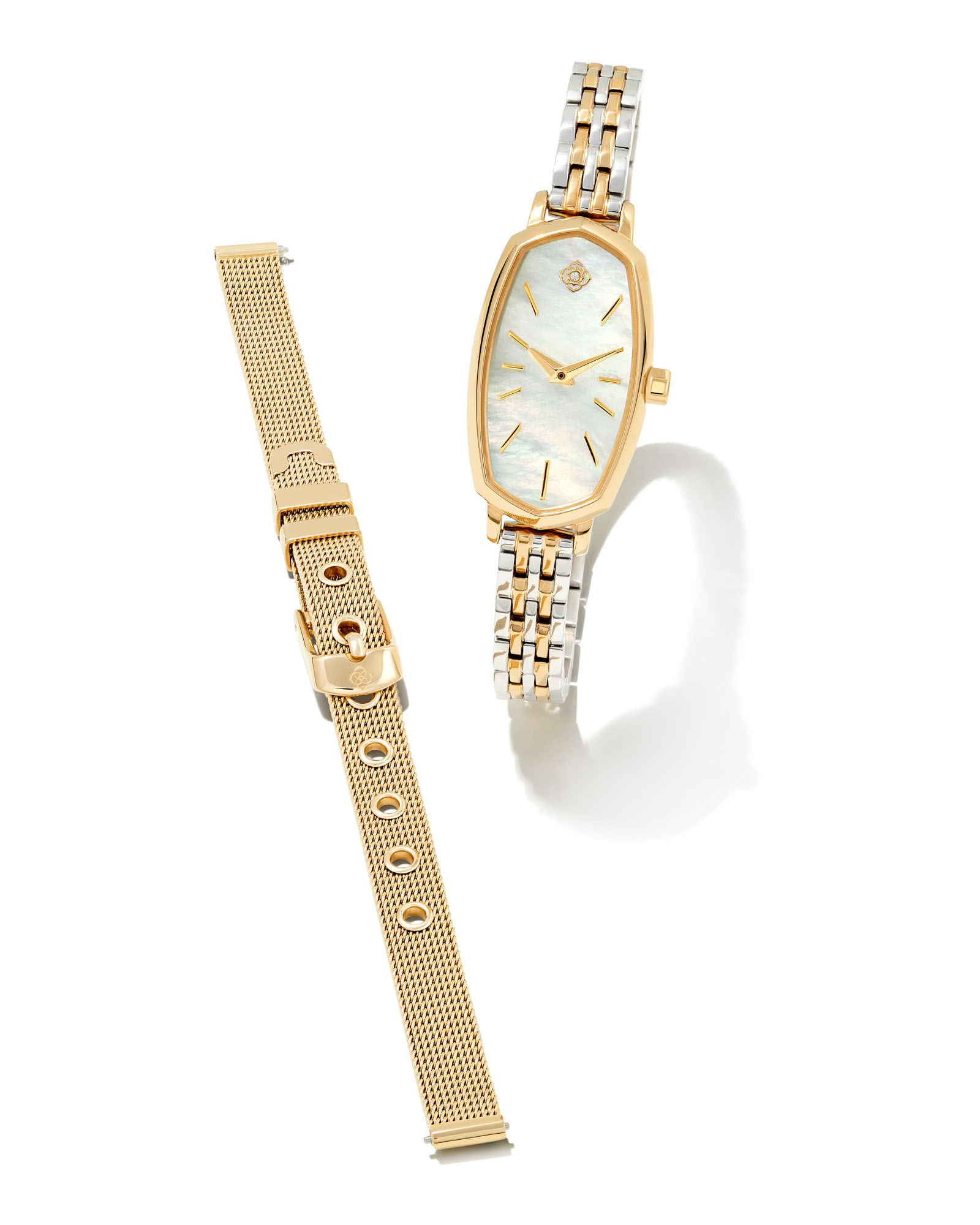 Elle Two Tone Stainless Steel Watch And Watch Band Gift Set In Ivory Elle Two Tone Stainless Steel Watch And Watch Band Gift Set In Ivory