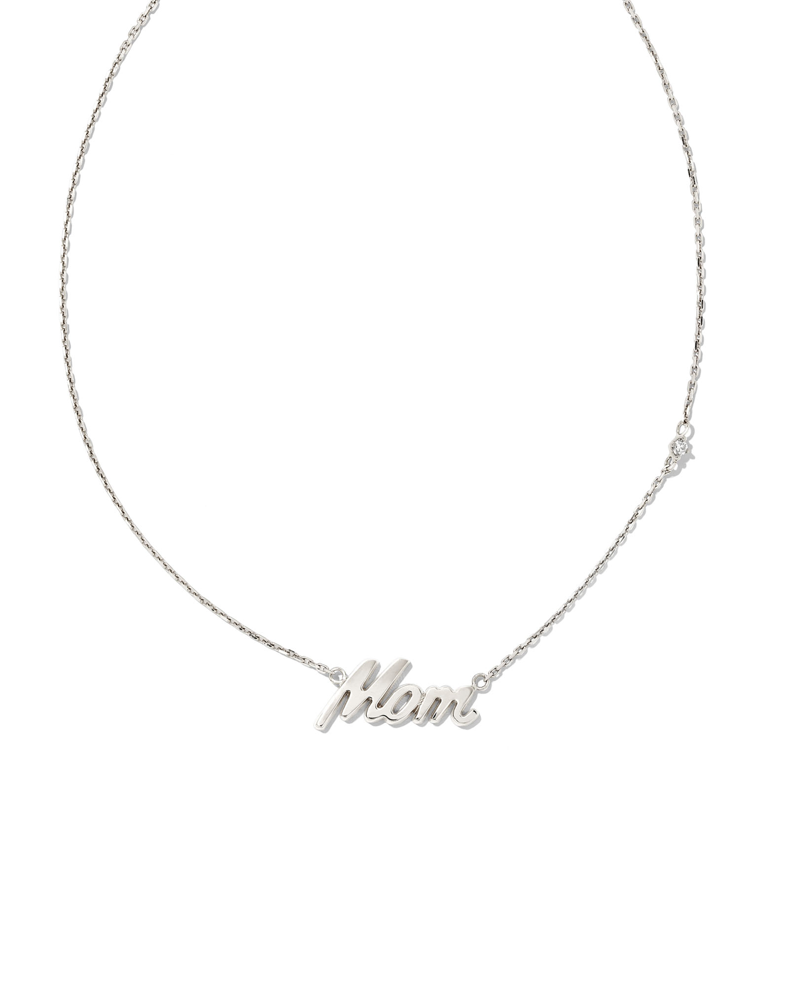 Mom 14k White Gold Pendant Necklace in White Diamonds | Kendra Scott