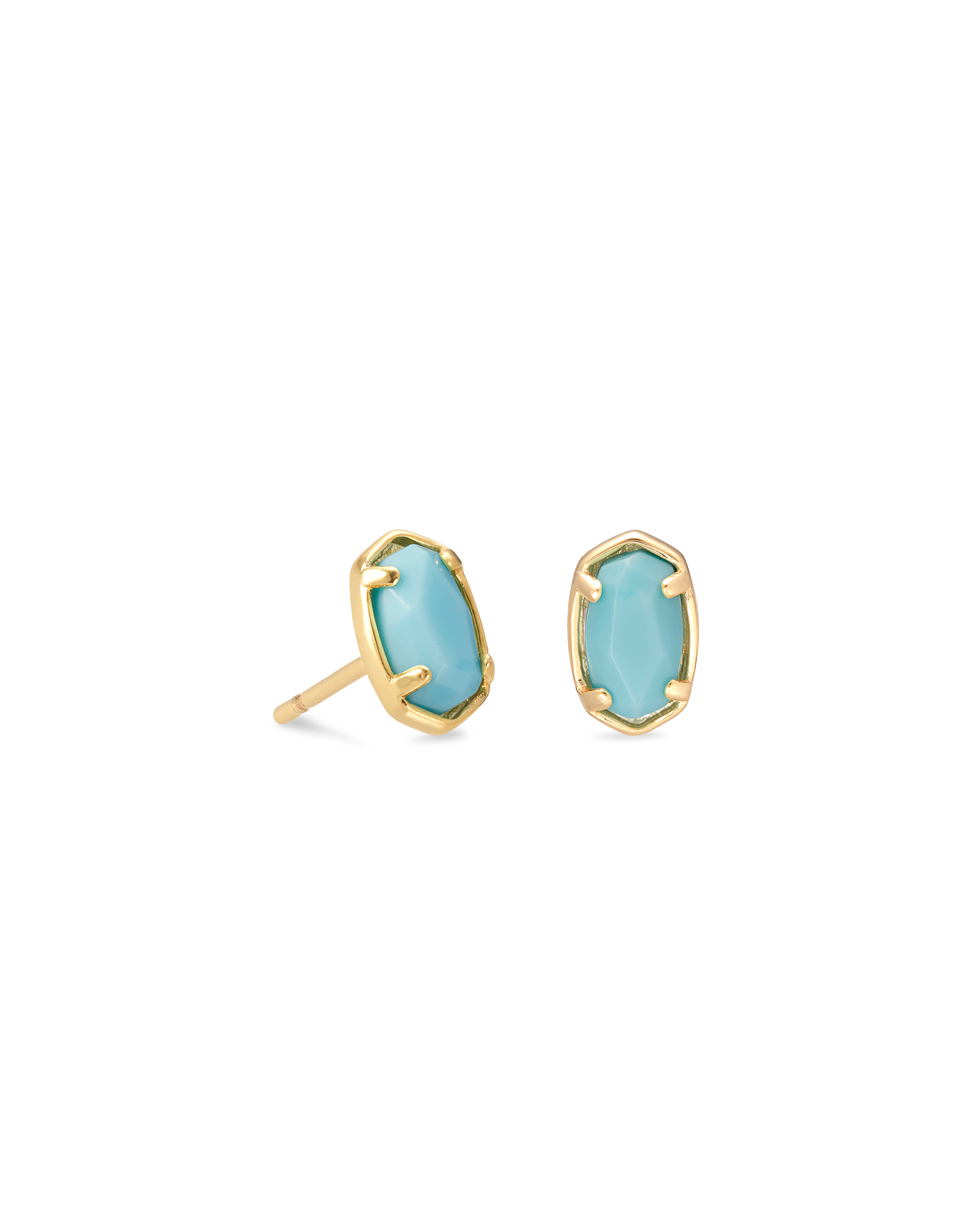 Emilie Gold Stud Earrings in Light Blue Magnesite | Kendra Scott