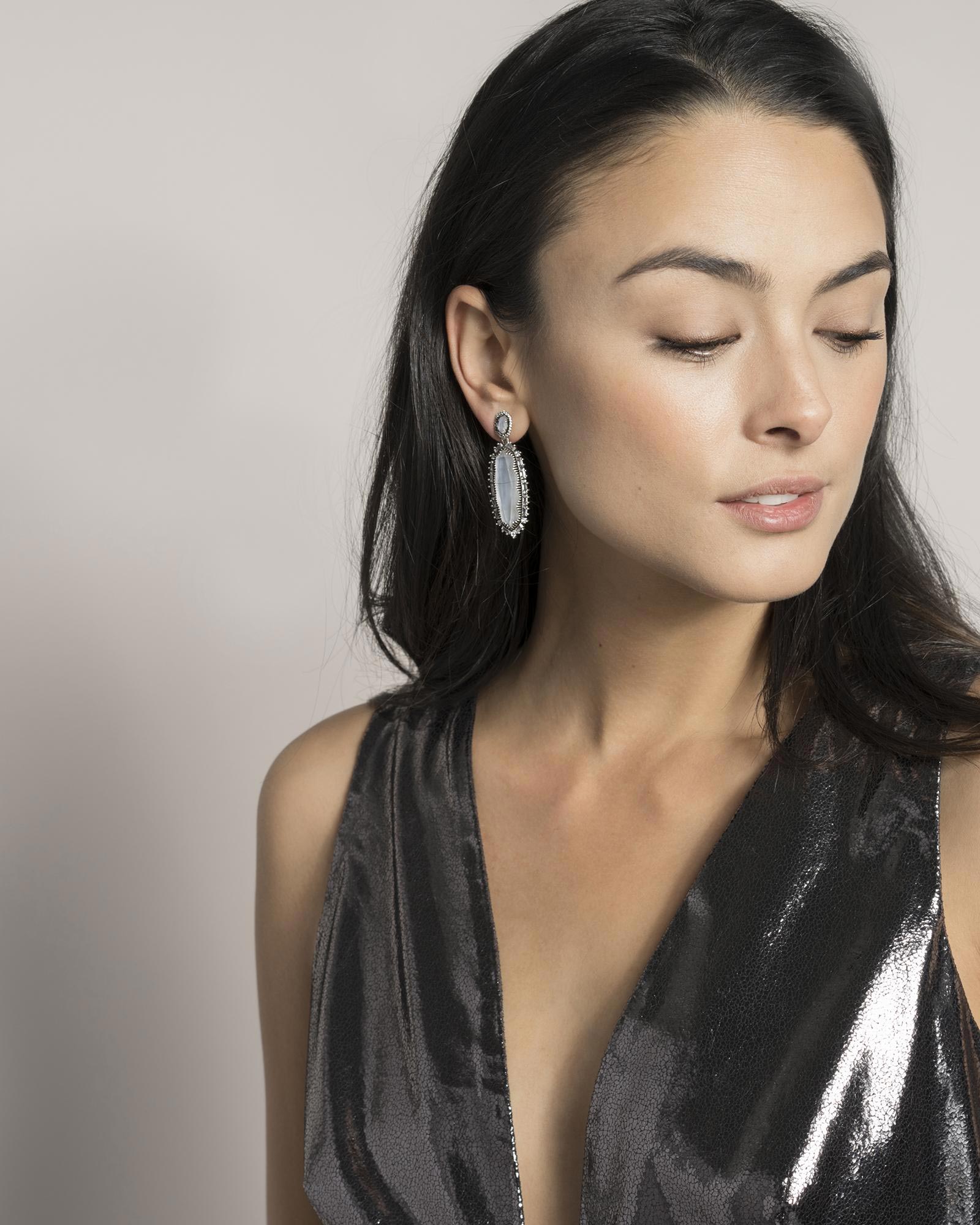 Kalina Silver Statement Earrings in Ivory Pearl Kendra Scott