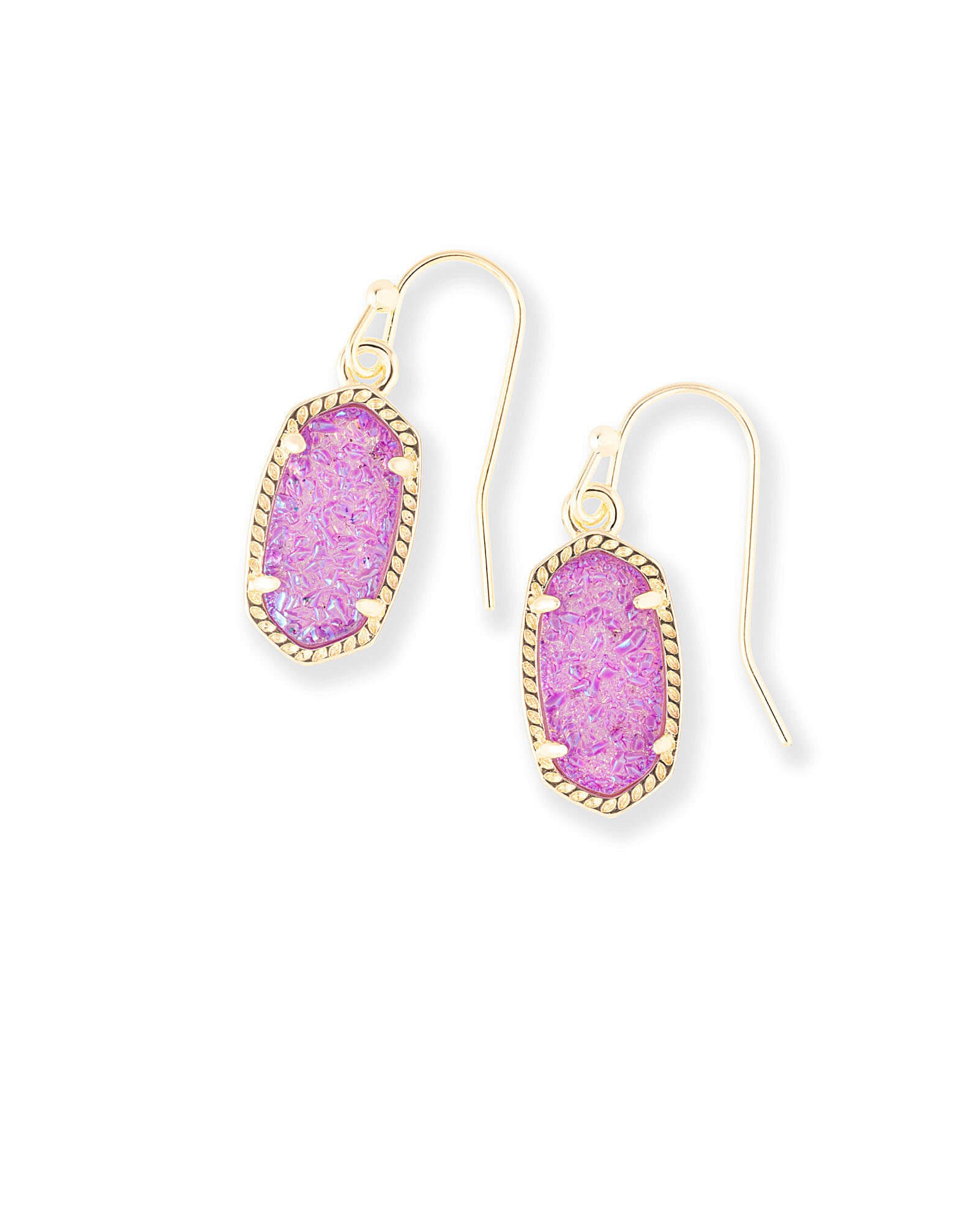 Lee Gold Drop Earrings in Violet Drusy 