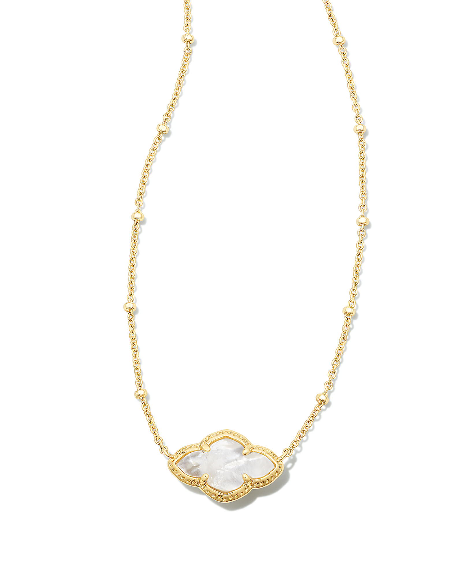 Abbie Gold Pendant Necklace in Ivory Mother-of-Pearl | Kendra Scott