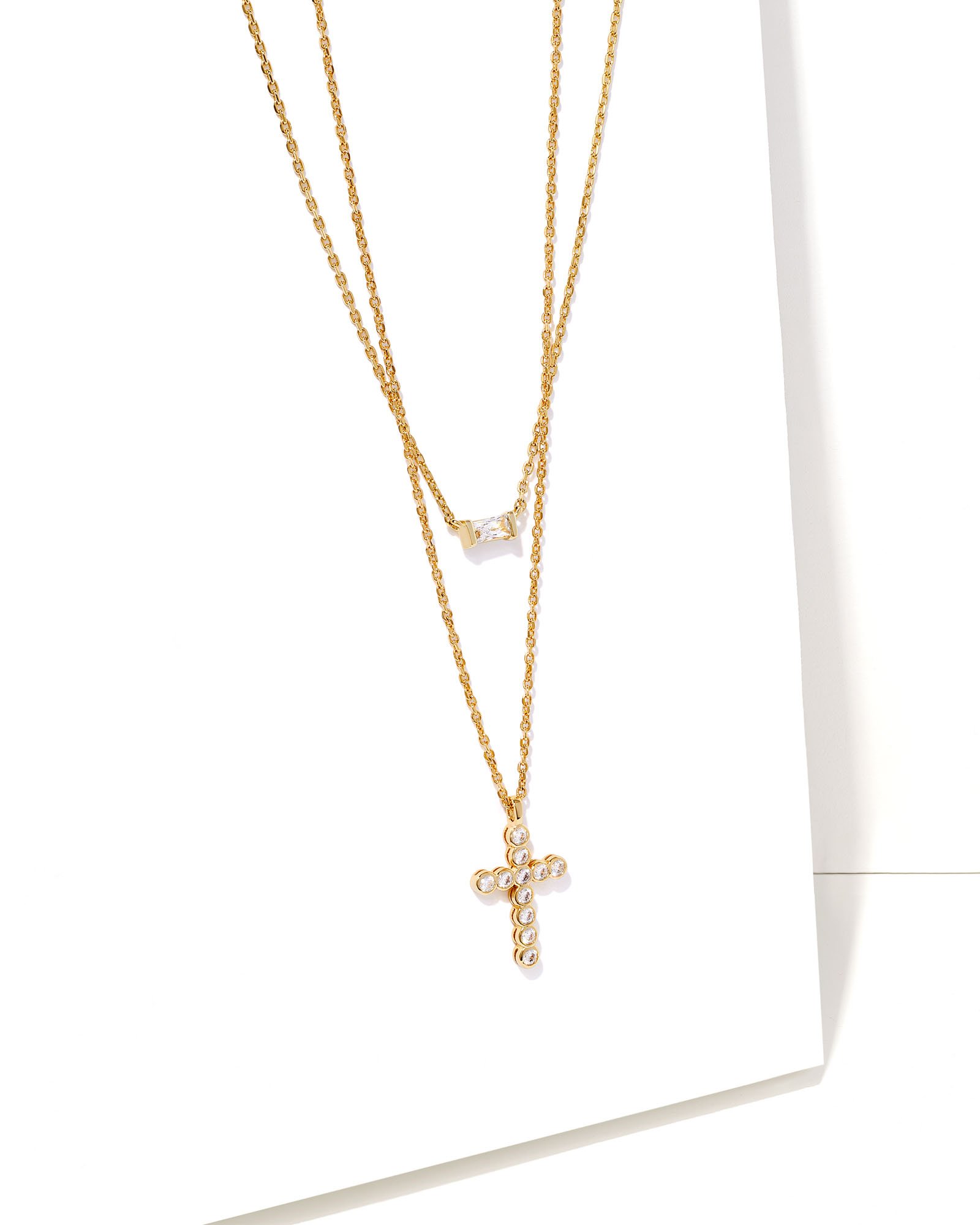 Layered necklace cross top